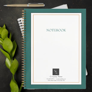 Modern Green White Gold with Business Logo Notebook