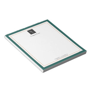 Modern Green White Gold with Business Logo Notepad