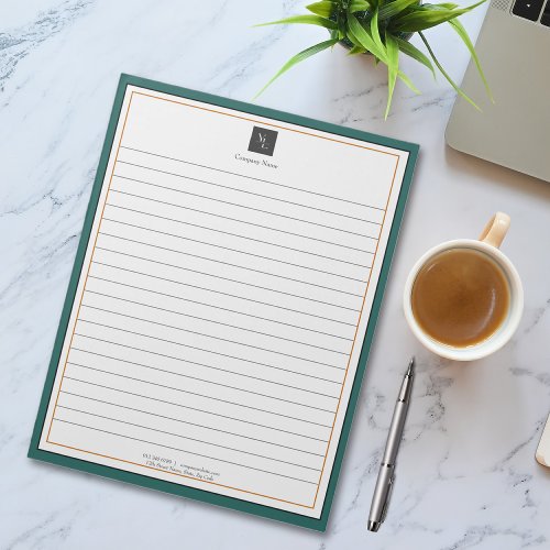 Modern Green White Gold with Business Logo Notepad