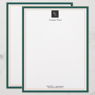 Modern Green White Gold with Logo Business Letterhead