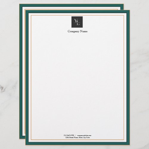 Modern Green White Gold with Logo Business Letterhead