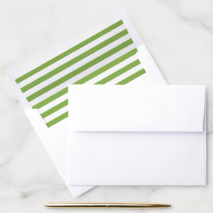 Modern Green White Horizontal Lines Wedding Envelope Liner