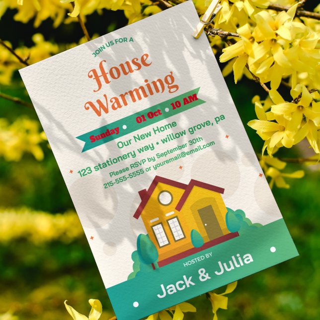 Modern Green White Housewarming Party Invitation (Creator Uploaded)