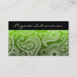 Modern Green &amp; White India Paisley Business Cards at Zazzle