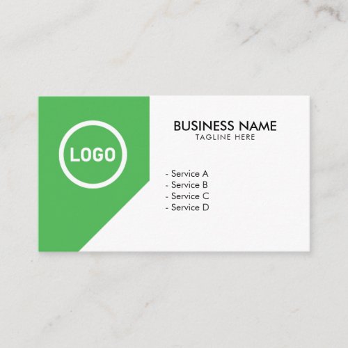 Modern Green  White Logo Lawn Care Grass Cutting Business Card