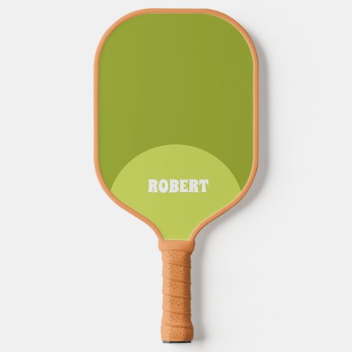 Modern green &amp;white monogram name pickleball paddle