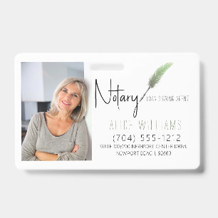 Modern Green & White Notary Photo Business Badge
