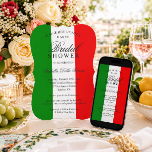 Modern Green White Red Italian Bridal Shower Invitation