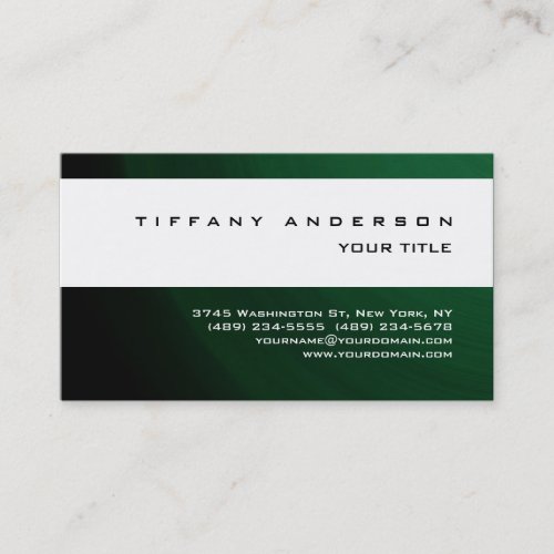 Modern Green White Stripe Trendy Professional Business Card