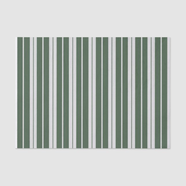 Modern Green White Striped Tissue Paper (Front)