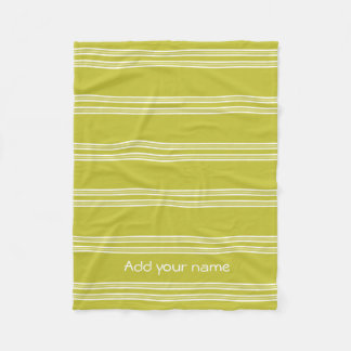 Modern Green White Stripes Personalized Fleece Blanket