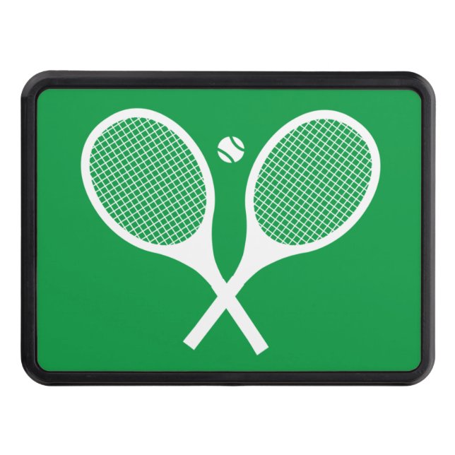 Modern Green White Tennis Racket  Hitch Cover (Front)