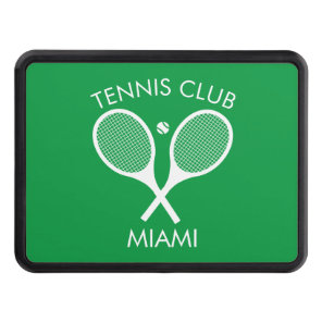 Modern Green White Tennis Racket  Hitch Cover
