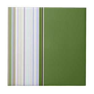 Modern Green with White Stripe Tile