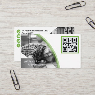 Modern Green Woodworker Business Card