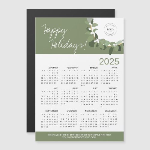 Modern Green Wreath Your Logo here 2025 Calendar