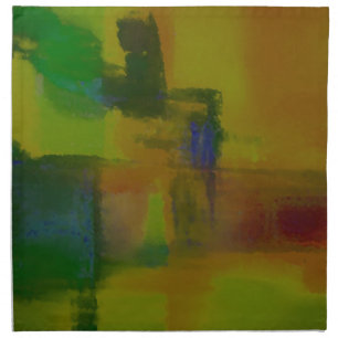 Modern Green Yellow Abstract Cloth Napkin