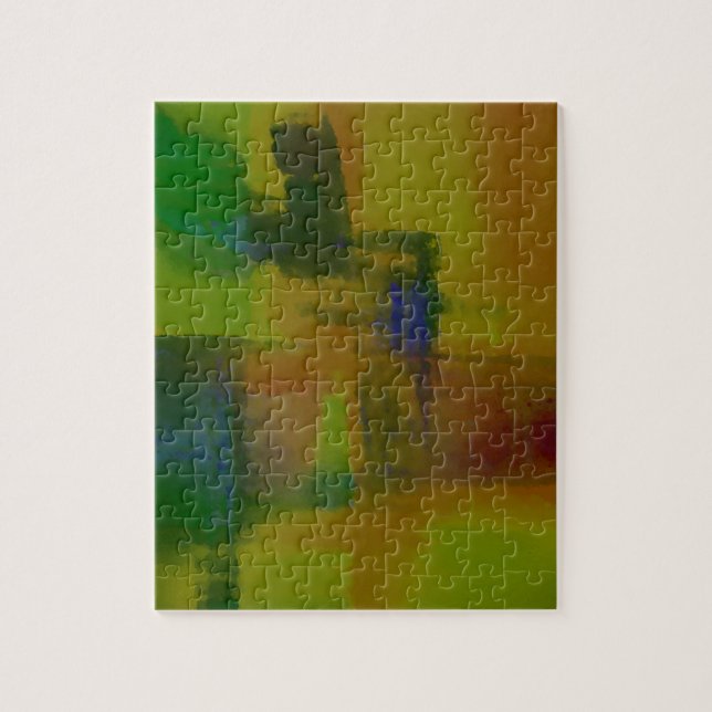 Modern Green Yellow Abstract Jigsaw Puzzle (Vertical)