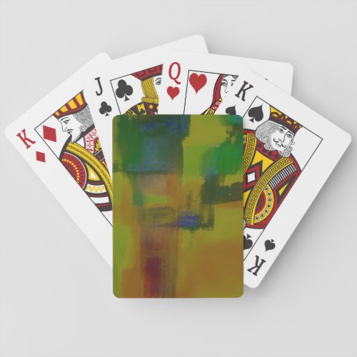 Modern Green Yellow Abstract Poker Cards