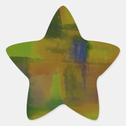 Modern Green Yellow Abstract Star Sticker