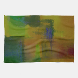 Modern Green Yellow Abstract Towel