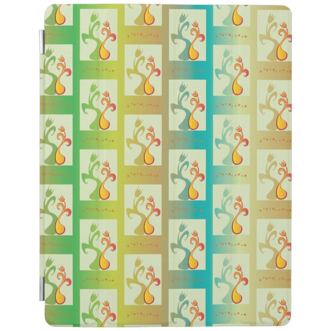 Modern Green, yellow and blue Tulip Couple pattern iPad Smart Cover (Front)
