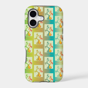 Modern Green, yellow and blue Tulip Couple pattern iPhone 17 Case