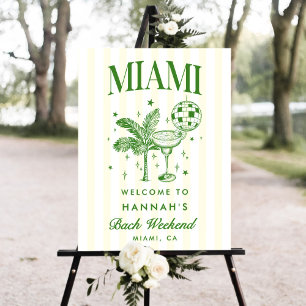 Modern Green & Yellow Miami Bach Welcome Sign