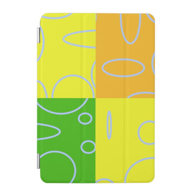 Modern Green Yellow Orange Circles Loops iPad Mini Cover (Front)