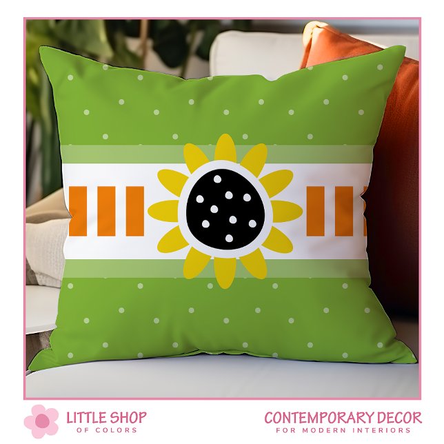 Modern Green Yellow Sunflower Throw Pillow (Creator Uploaded)