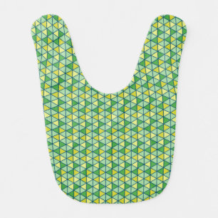 Modern Green Yellow Triangle Geometric Pattern Baby Bib