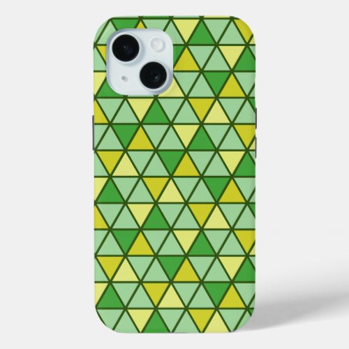 Modern Green Yellow Triangle Geometric Pattern iPhone 15 Case