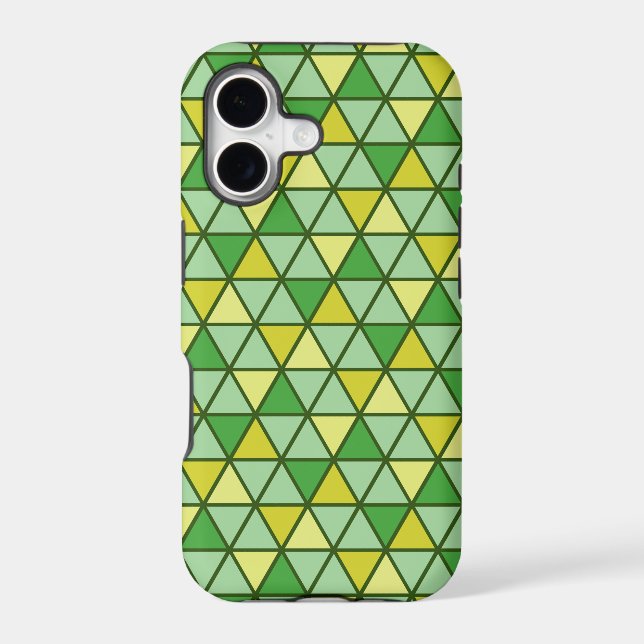 Modern Green Yellow Triangle Geometric Pattern Case-Mate iPhone Case (Back)
