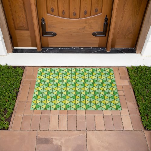 Modern Green Yellow Triangle Geometric Pattern Doormat