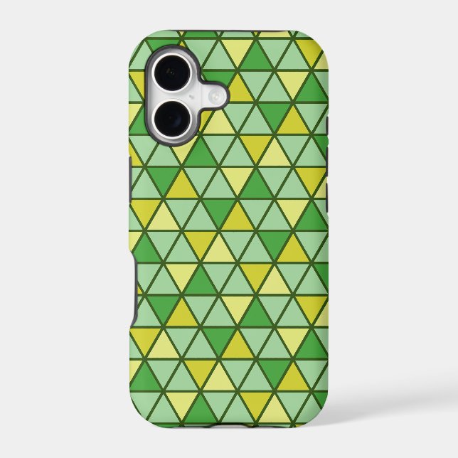 Modern Green Yellow Triangle Geometric Pattern Iphone Case (Back)
