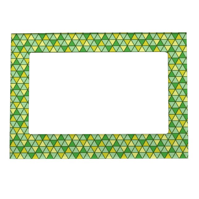 Modern Green Yellow Triangle Geometric Pattern Magnetic Frame (Front)