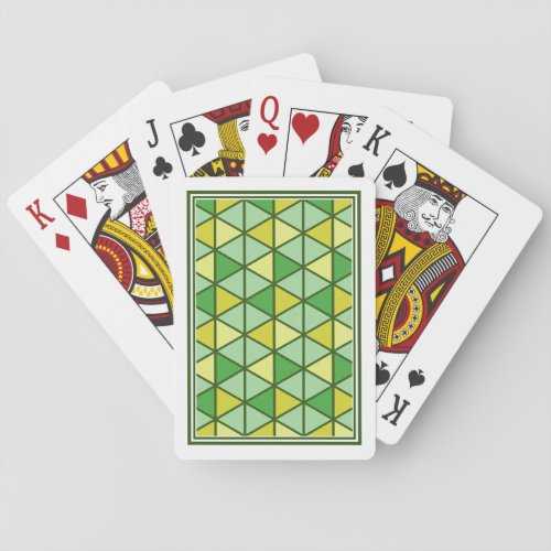 Modern Green Yellow Triangle Geometric Pattern Playing Cards