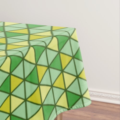 Modern Green Yellow Triangle Geometric Pattern Tablecloth