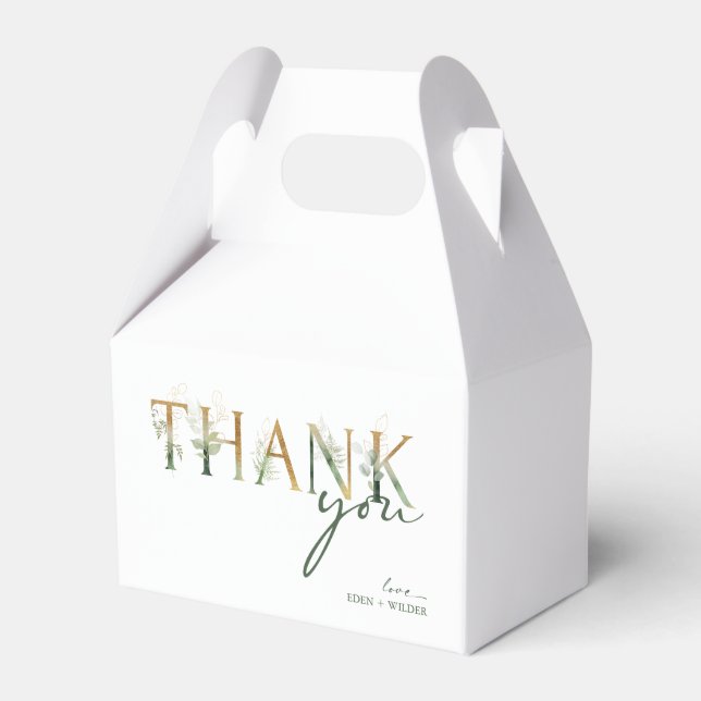 Modern Greenery and Gold Baby Shower Favor Box (Front Side)