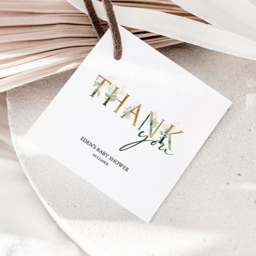 Modern Greenery and Gold Baby Shower Thank You Favor Tags