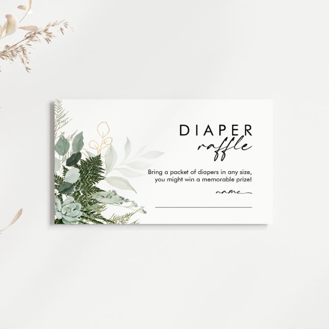 Modern Greenery and Gold Diaper Raffle Baby Shower Enclosure Card (Creator Uploaded)