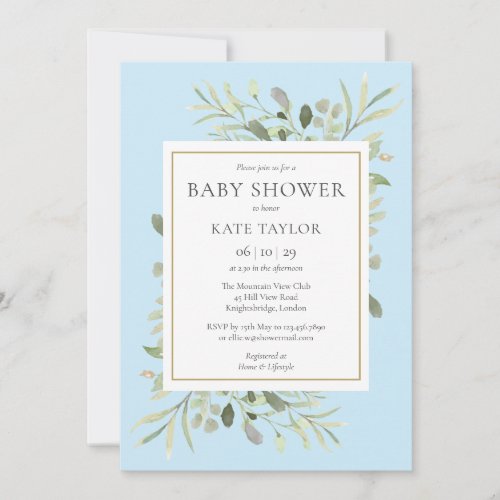 Modern Greenery Baby Boy Shower  Sprinkle Invitation