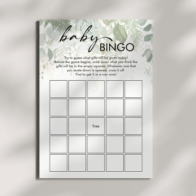 Modern Greenery Baby Shower Baby Bingo Card (Creator Uploaded)