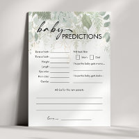 Modern Greenery Baby Shower Baby Predictions Card