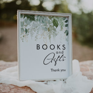 Modern Greenery Baby Shower Books and Gifts Poster