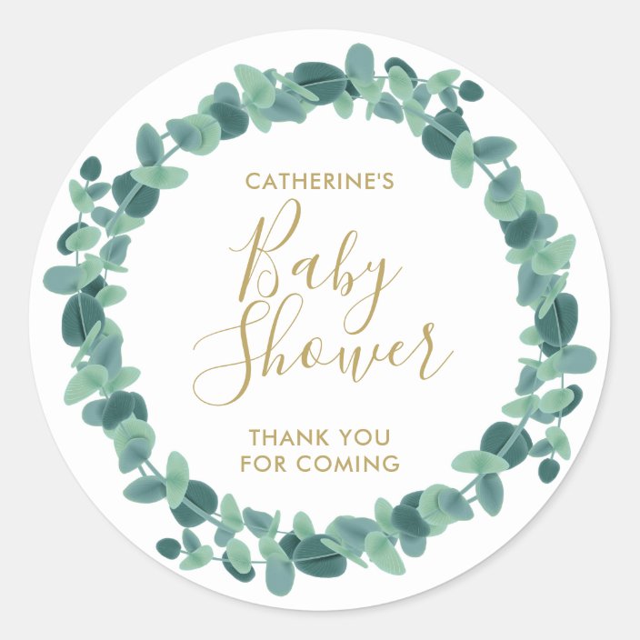 Modern Greenery Baby Shower Classic Round Sticker | Zazzle.com