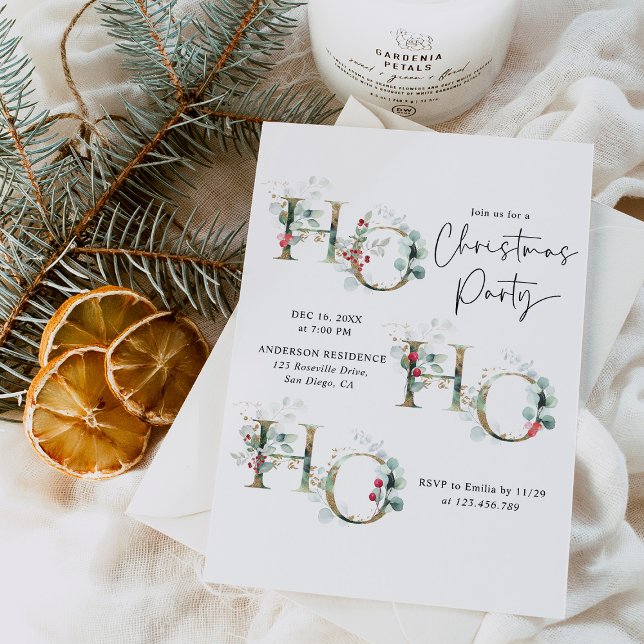 Modern Greenery Berries Christmas Party Invitation (Creator Uploaded)