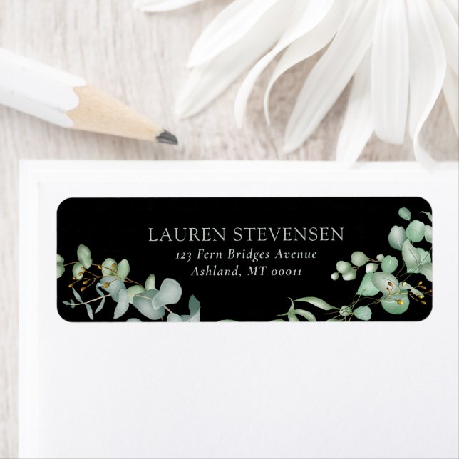 Modern Greenery Black Sage Simple Wedding Label (Insitu)