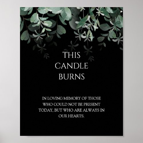 Modern Greenery Black Wedding This Candle Burns Poster