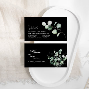Modern Greenery Black Wedding Website Enclosure Card